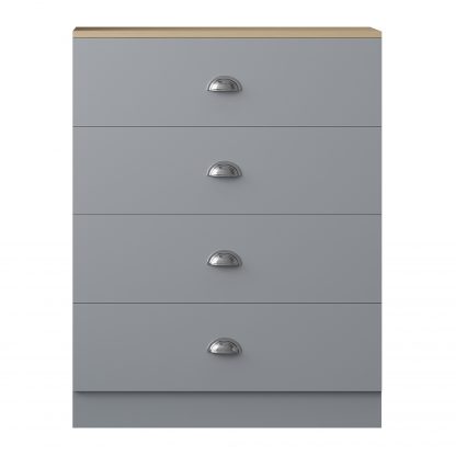 Esher 4 Drawer Chest Of Drawers Matt Grey With Oak Top - Image 3