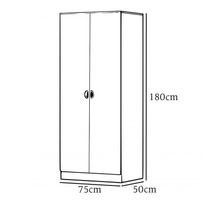 Esher 2 Door Wardrobe Matt Grey Finish With Oak Top - Image 5