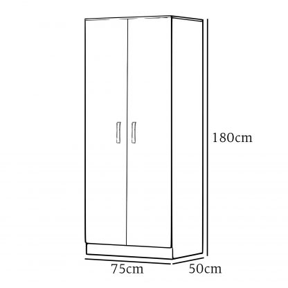Tunis 2 Door Wardrobe Matt Grey Finish - Image 5