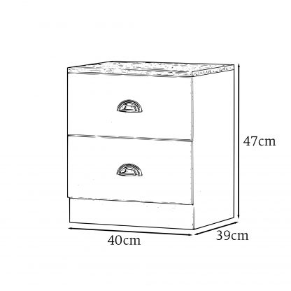 Esher 2 Drawer Bedside Table Matt Grey With Oak Top - Image 5