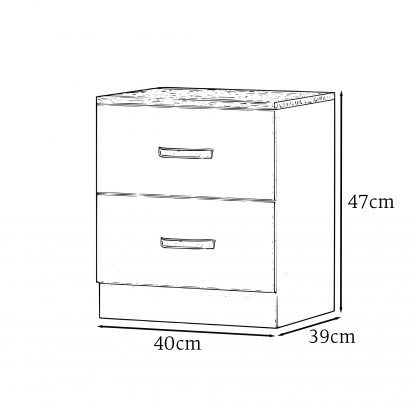 Tunis 2 Drawer Bedside Table Matt Grey - Image 4