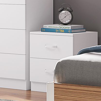 Tunis 2 Drawer Bedside Table Matt White - Image 2