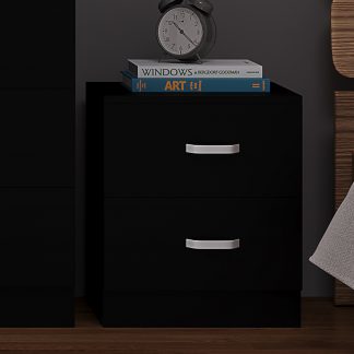Tunis 2 Drawer Bedside Table Matt Black