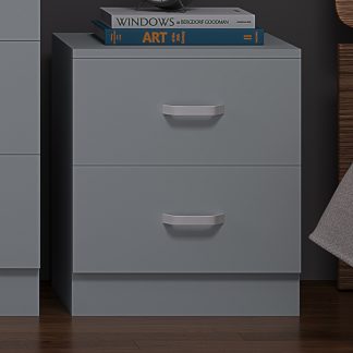 Tunis 2 Drawer Bedside Table Matt Grey