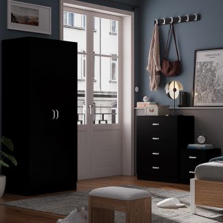 Tunis 2 Door Wardrobe Matt Black Finish