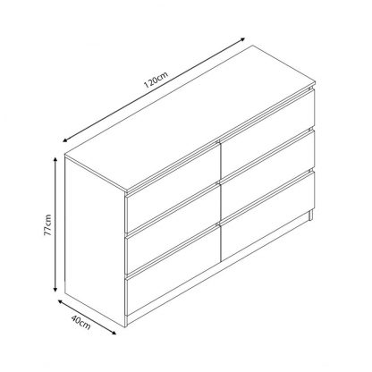 Stora 6 Drawer Chest Of Drawers - Grey Gloss - Image 9