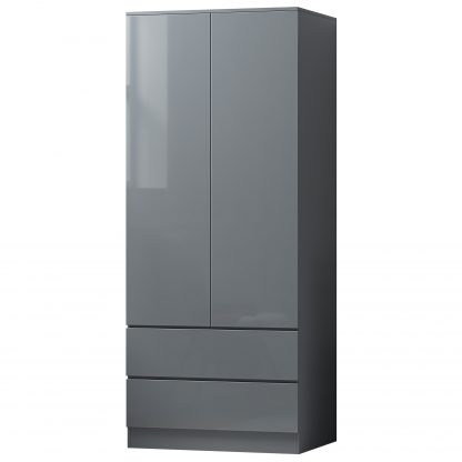 Stora Modern 2 Door 2 Drawer Combination Wardrobe - Grey Gloss - Image 6