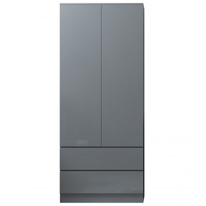 Stora Modern 2 Door 2 Drawer Combination Wardrobe - Grey Gloss - Image 5