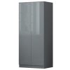 Stora Modern 2 Door Double Wardrobe - Grey Gloss - Image 7