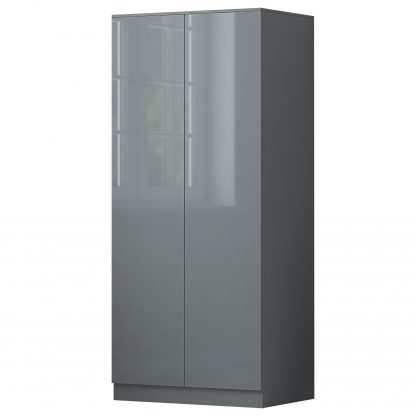 Stora Modern 2 Door Double Wardrobe - Grey Gloss - Image 7