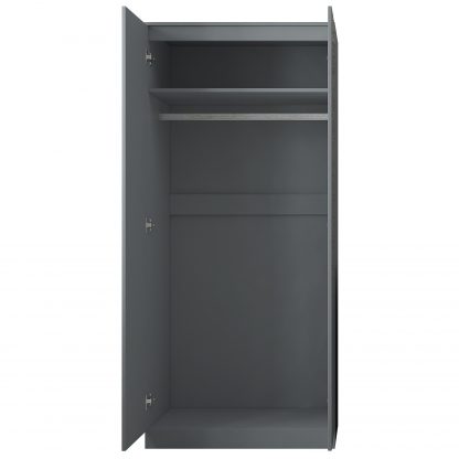 Stora Modern 2 Door Double Wardrobe - Grey Gloss - Image 6