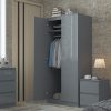 Stora Modern 2 Door Double Wardrobe - Grey Gloss - Image 2