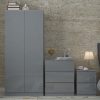 Stora Modern 2 Door Double Wardrobe - Grey Gloss - Image 3
