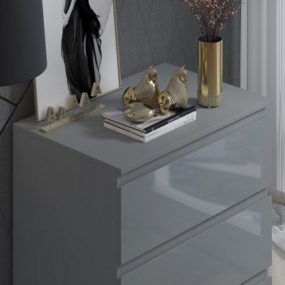 Stora 3 Drawer Chest of Drawers - Grey Gloss - Image 3