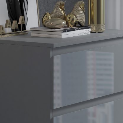 Stora 3 Drawer Chest of Drawers - Grey Gloss - Image 4