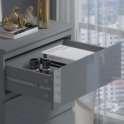 Stora 3 Drawer Chest of Drawers - Grey Gloss - Image 6