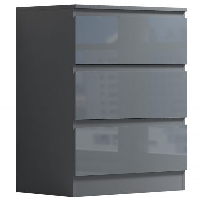 Stora 3 Drawer Chest of Drawers - Grey Gloss - Image 7
