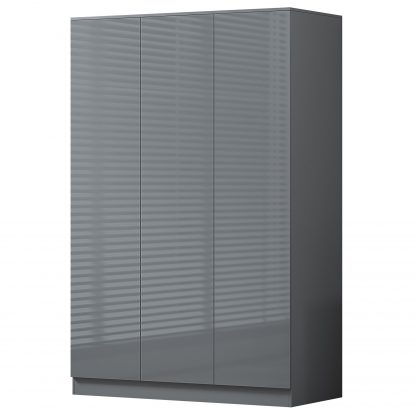 Stora Modern 3 Door Wardrobe - Grey Gloss - Image 5