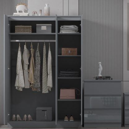 Stora Modern 3 Door Wardrobe - Grey Gloss - Image 4