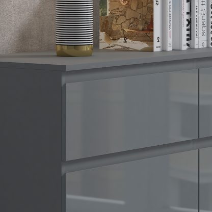 Stora 6 Drawer Chest Of Drawers - Grey Gloss - Image 3