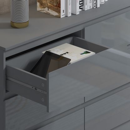 Stora 6 Drawer Chest Of Drawers - Grey Gloss - Image 5