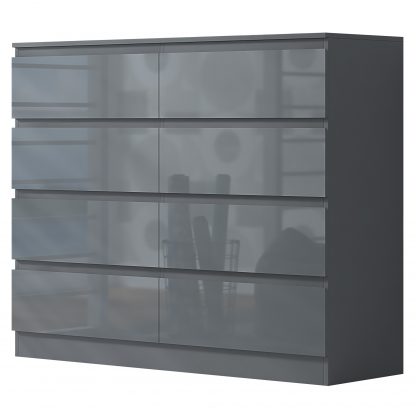 Stora 8 Drawer Chest Of Drawers - Grey Gloss - Image 8