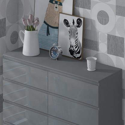 Stora 8 Drawer Chest Of Drawers - Grey Gloss - Image 3