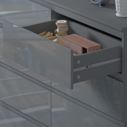 Stora 8 Drawer Chest Of Drawers - Grey Gloss - Image 6