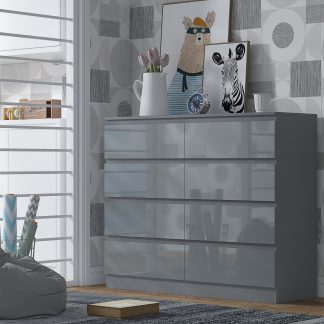 Stora 8 Drawer Chest Of Drawers - Grey Gloss