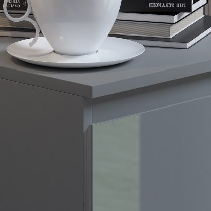 Stora 2 Drawer Bedside - Grey Gloss - Image 4
