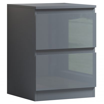 Stora 2 Drawer Bedside - Grey Gloss - Image 7