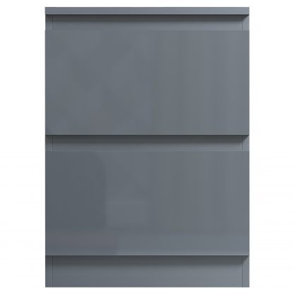 Stora 2 Drawer Bedside - Grey Gloss - Image 8