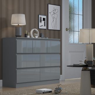 Stora 7 Drawer Merchant Chest - Grey Gloss
