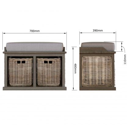 Maya Small Bench With Baskets - Image 2
