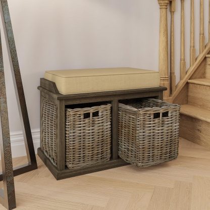 Maya Small Bench With Baskets - Image 3