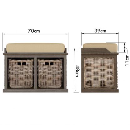 Maya Small Bench With Baskets - Image 2