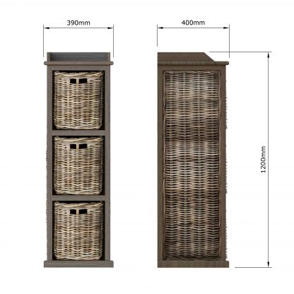 Maya Tall Storage Unit 3 Baskets High - Image 2