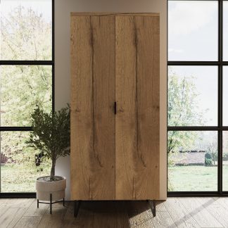 Fisso 2 Door Double Wardrobe - Cracked Oak (Not Fast Click Assembly)