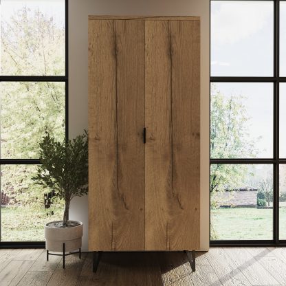Fisso 2 Door Double Wardrobe - Cracked Oak (Not Fast Click Assembly)