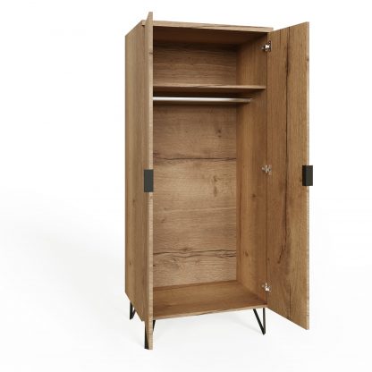 Fisso 2 Door Double Wardrobe - Cracked Oak (Not Fast Click Assembly) - Image 4