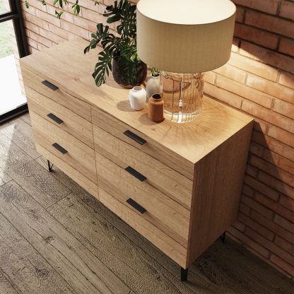 Fisso 6 Drawer Chest Of Drawers Fast Click Assembly -Cracked Oak - Image 3