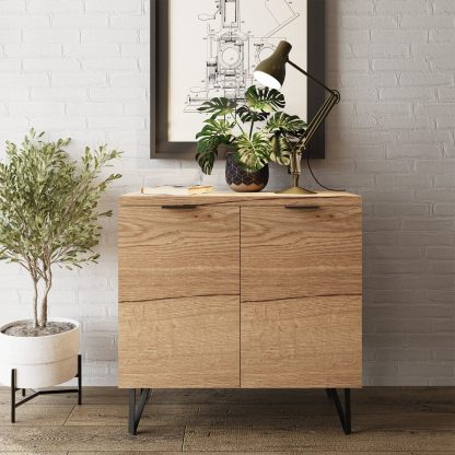 Fisso 2 Door Compact Sideboard Fast Click Assembly - Cracked Oak
