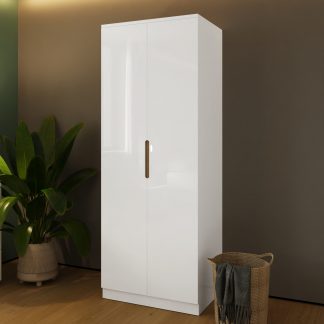 Veloce 2 Door White Gloss Double Wardrobe (Not Fast Click Assembly)