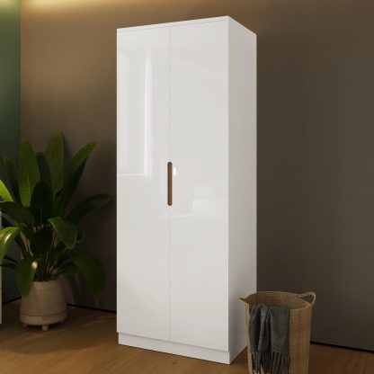 Veloce 2 Door White Gloss Double Wardrobe (Not Fast Click Assembly)