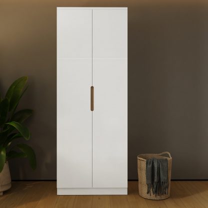 Veloce 2 Door White Gloss Double Wardrobe (Not Fast Click Assembly) - Image 2