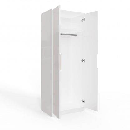 Veloce 2 Door White Gloss Double Wardrobe (Not Fast Click Assembly) - Image 6