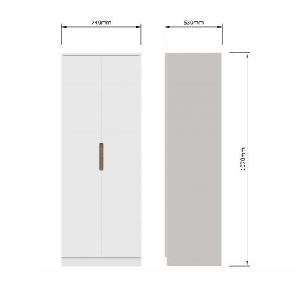 Veloce 2 Door White Gloss Double Wardrobe (Not Fast Click Assembly) - Image 10