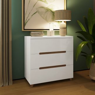 Veloce 3 Drawer White Gloss Bedside Fast Click Assembly