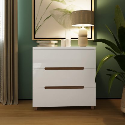 Veloce 3 Drawer White Gloss Bedside Fast Click Assembly - Image 2