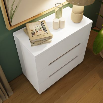 Veloce 3 Drawer White Gloss Bedside Fast Click Assembly - Image 3